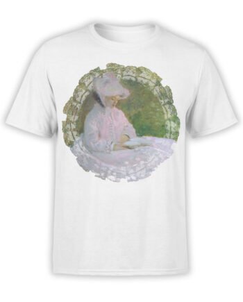 1410 Claude Monet T Shirt Woman Reading Front