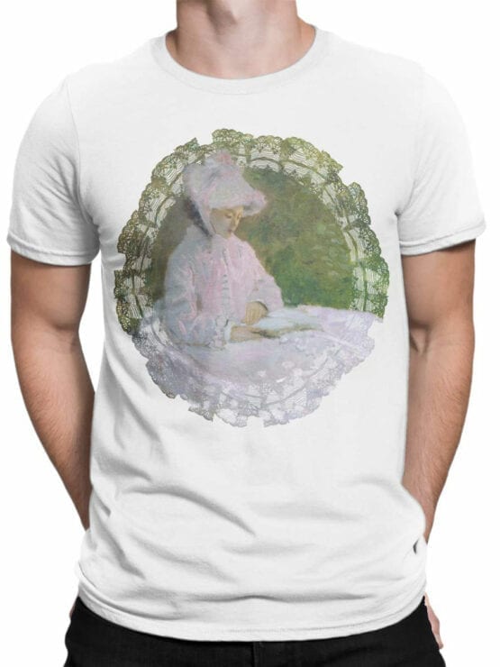 1410 Claude Monet T Shirt Woman Reading Front Man