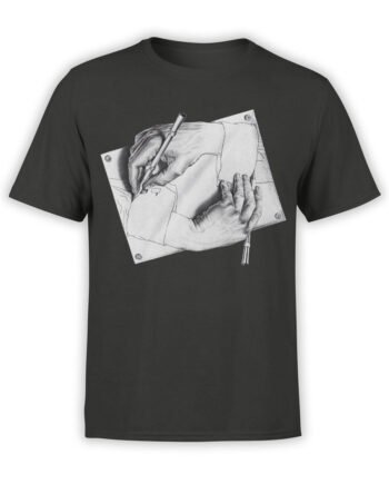 1427 Cornelis Escher T Shirt Drawing Hands Front