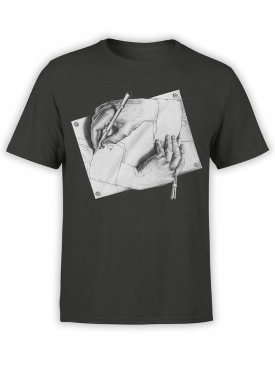 1427 Cornelis Escher T Shirt Drawing Hands Front