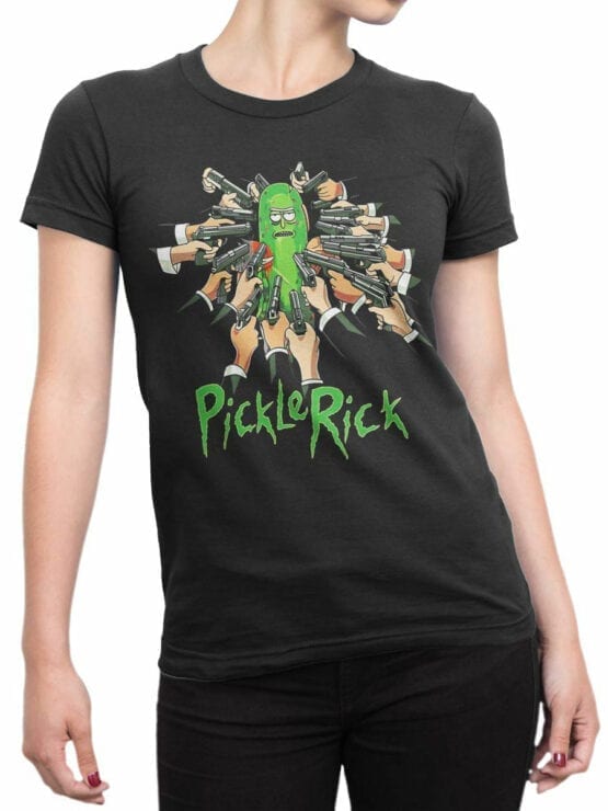 1453 Rick and Morty T Shirt Pickle Rick Front Woman