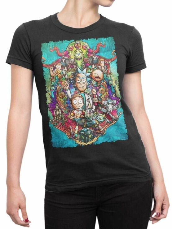 1456 Rick and Morty T Shirt Characters Front Woman