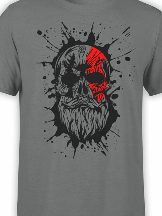 1527 God of War T Shirt Skull Front Color