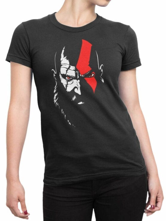 1535 God of War T Shirt Kratos Front Woman