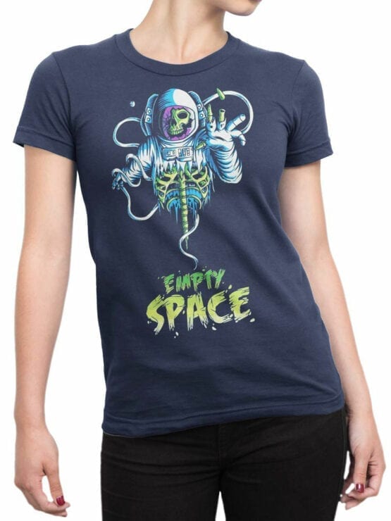 1537 Astronaut T Shirt Empty Space Front Woman