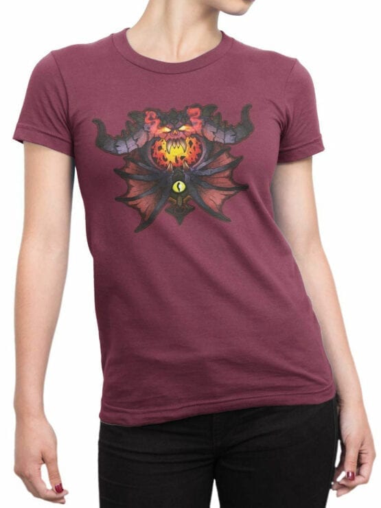 1577 World of Warcraft T Shirt Warlock Front Woman