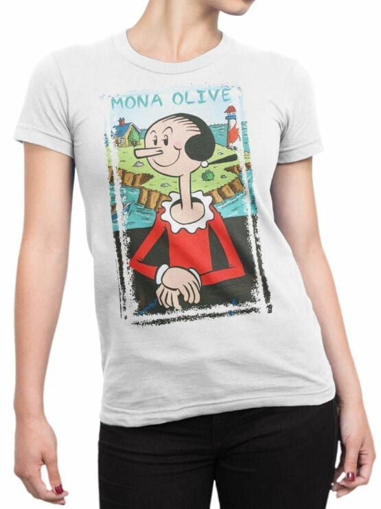 1601 Popeye T Shirt Mona Olive Front Woman