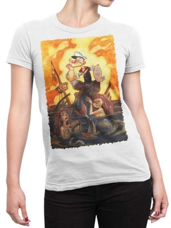 1602 Popeye T Shirt Mermaids Front Woman