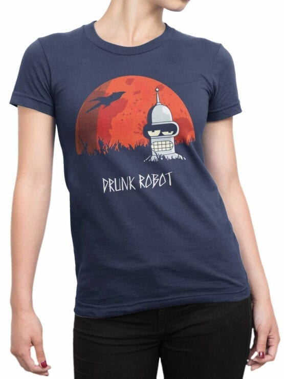 1612 Futurama T Shirt Drunk Robot Front Woman