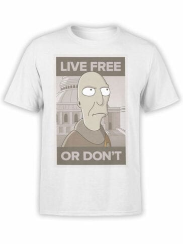 1632 Futurama T Shirt Live Free Front