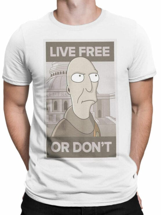1632 Futurama T Shirt Live Free Front Man