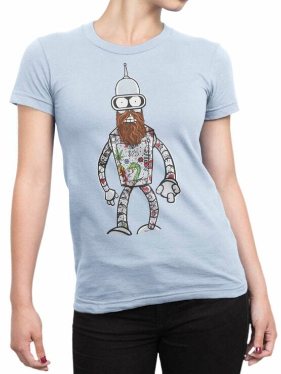 1638 Futurama T Shirt Bender Hipster Front Woman