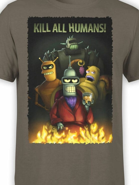 1645 Futurama T Shirt Kill all Humans Front Color