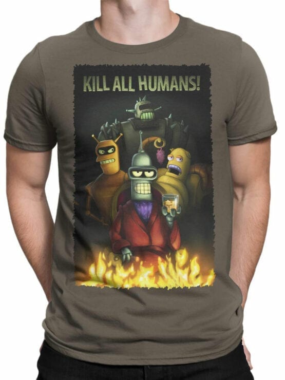 1645 Futurama T Shirt Kill all Humans Front Man