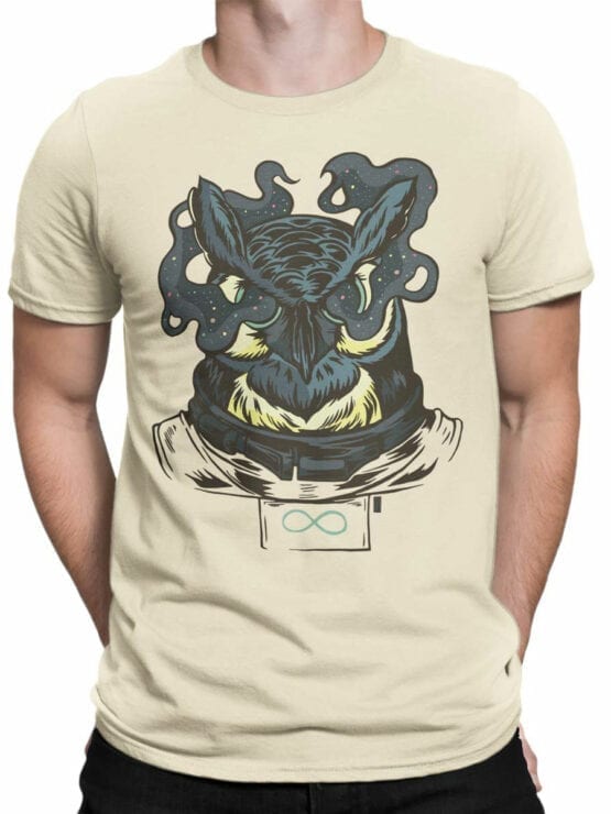 1687 Astronaut Owl T Shirt NASA T Shirt Front Man