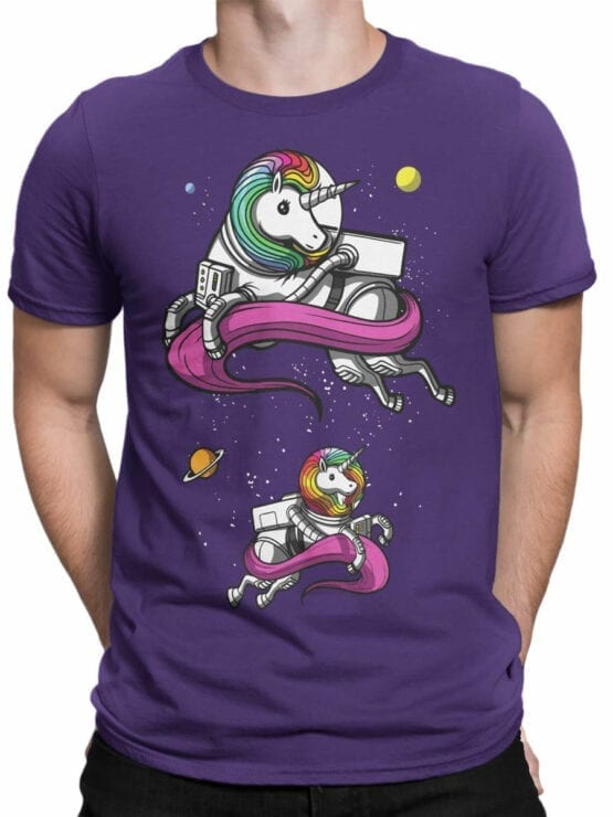 1689 Unicorn Astronauts T Shirt NASA T Shirt Front Man
