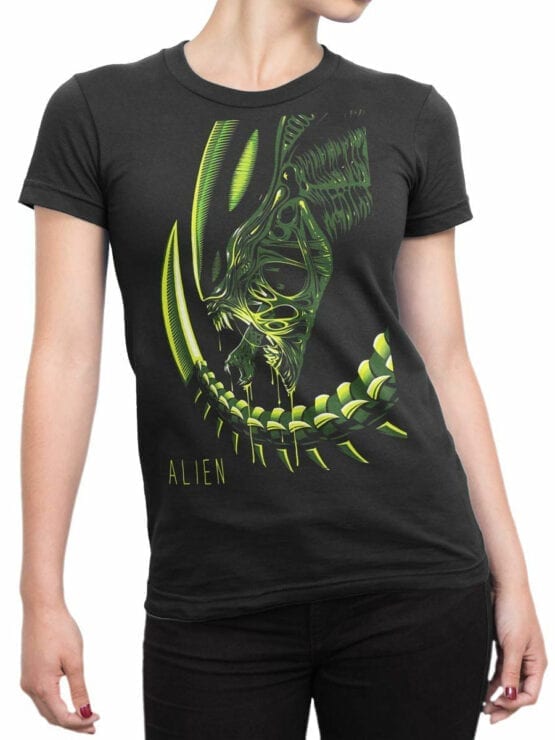 1739 Retro Alien T Shirt Front Woman