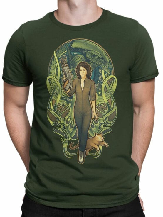 1744 Ripley Mucha Style Alien T Shirt Front Man