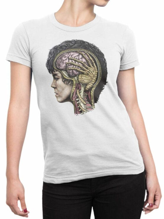 1748 Brain T Shirt Alien T Shirt Front Woman