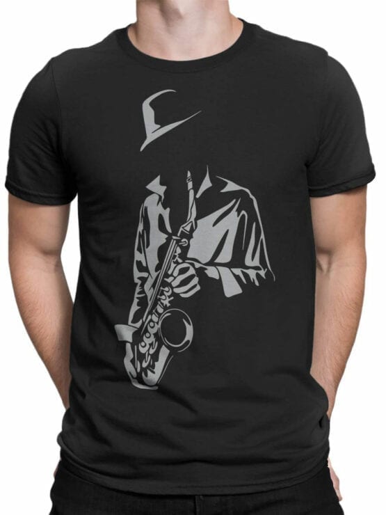 1792 Saxophonist Silhouette T Shirt Front Man