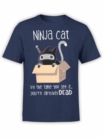 1798 Ninja Cat T Shirt Front