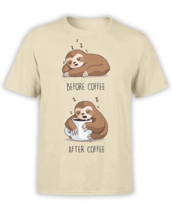 1820 Lazy Sloth Coffee T Shirt Front