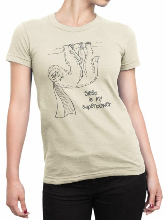 1855 Sloth Superpower T Shirt Front Woman