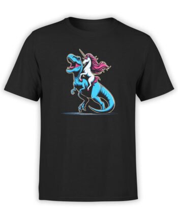 2128 Unicorn on T-Rex T-Shirt Front