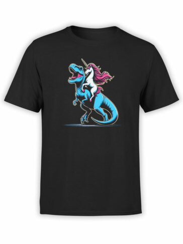 2128 Unicorn on T-Rex T-Shirt Front