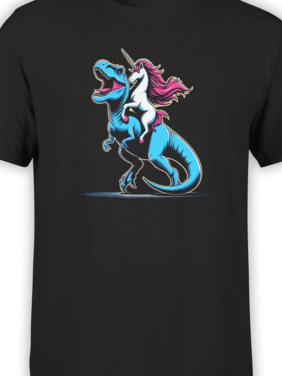 2128 Unicorn on T-Rex T-Shirt Front Color