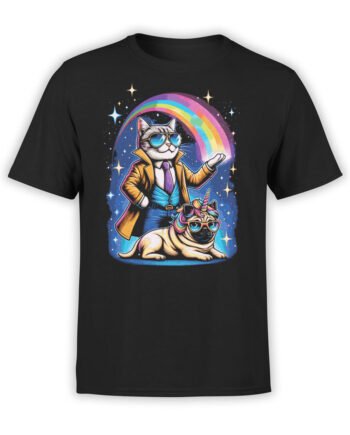 2137 Cat And Pug T-Shirt Front