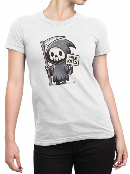 2141 Cute Death T-Shirt Front Woman