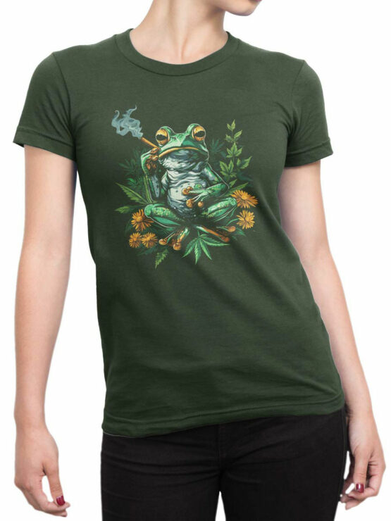 2166 Smoking Frog T-Shirt Front Woman