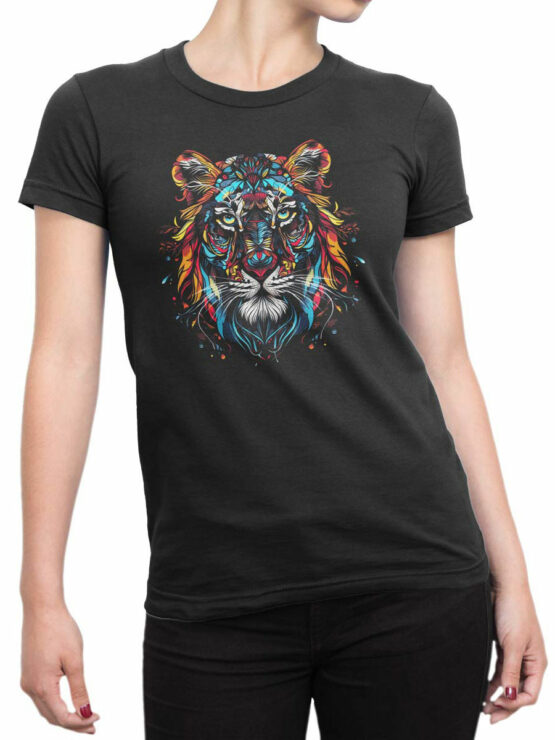 2237 Tribal Spirit Tiger T-Shirt Front Woman