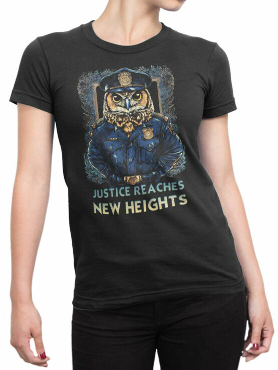 2344 Owl Justice T-Shirt Front Woman