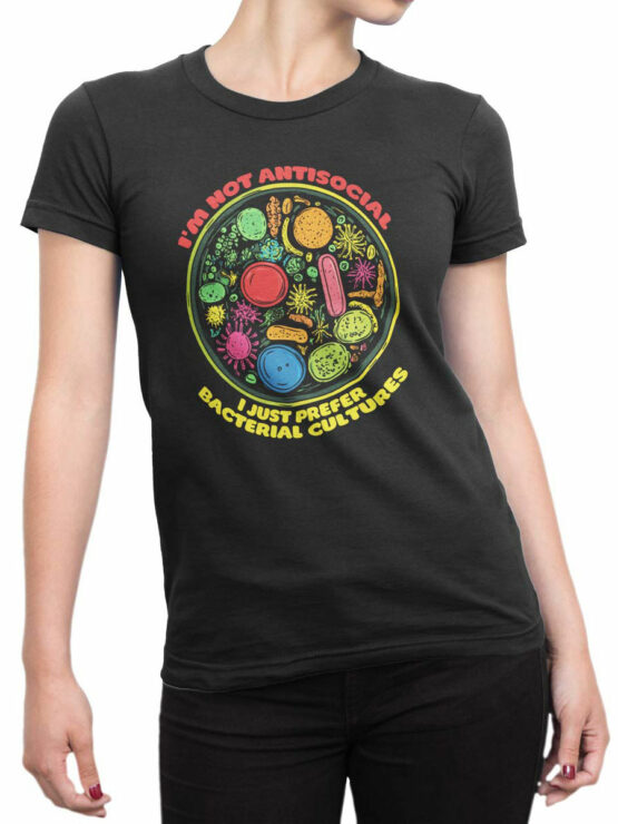 2386 Bacterial Culture Enthusiast T-Shirt Front Woman