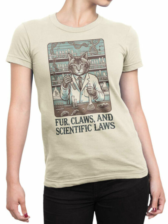 2389 Lab Cat Chemist T-Shirt Front Woman