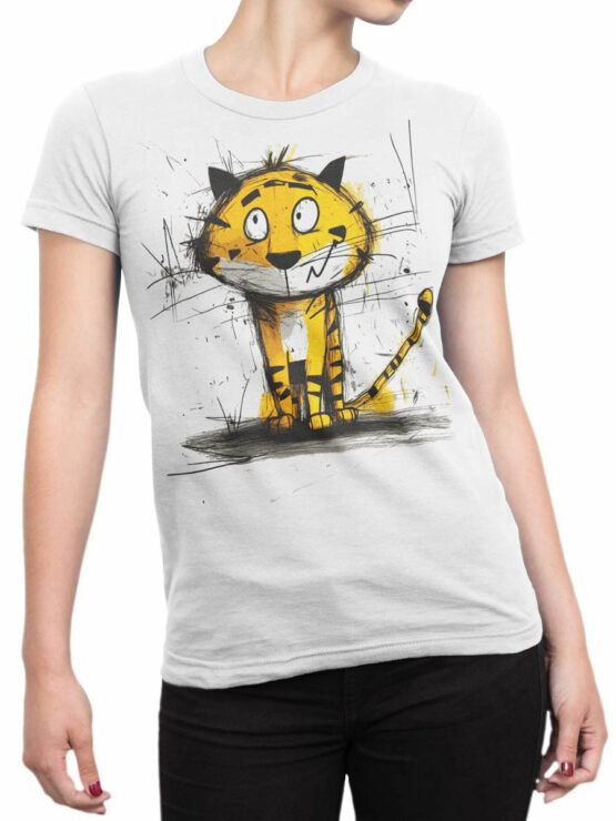 2459 Scribble Tiger T-Shirt Front Woman