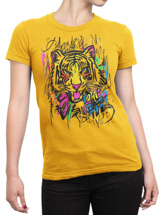 2463 Graffiti Tiger T-Shirt Front Woman