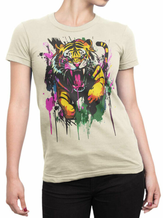 2464 Splash Attack Tiger T-Shirt Front Woman