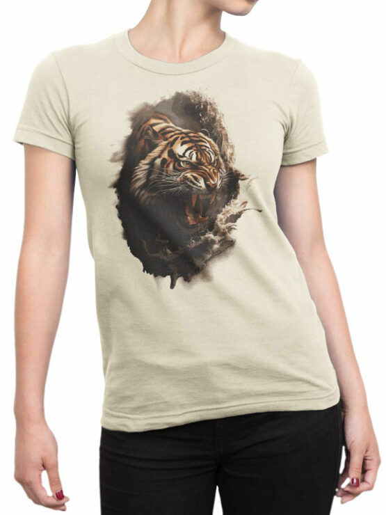 2467 Savage Roar Tiger T-Shirt Front Woman