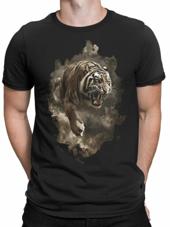 2468 Pouncing Fury Tiger T-Shirt Front Man