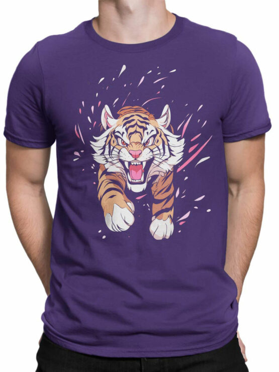 2469 Purple Pounce Tiger T-Shirt Front Man