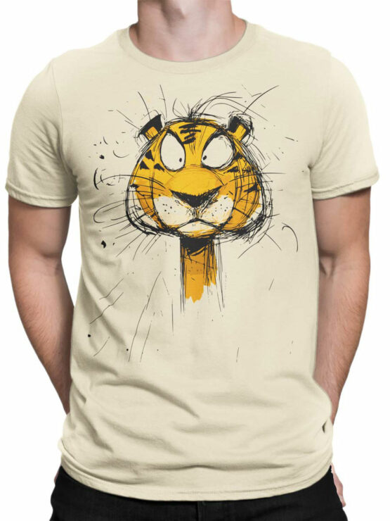 2473 Scribble Face Tiger T-Shirt Front Man