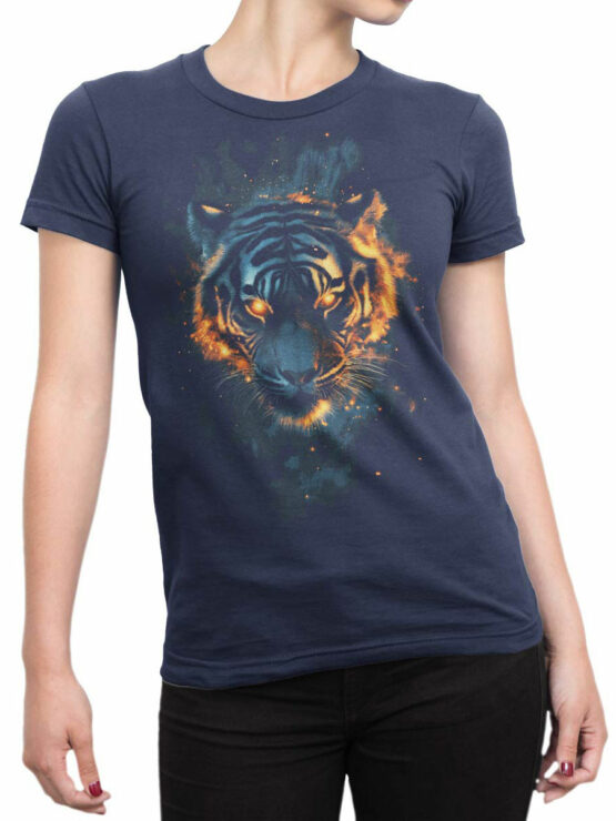 2475 Blazing Eyes Tiger T-Shirt Front Woman