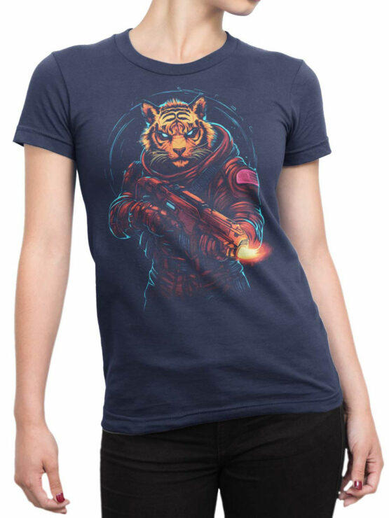 2477 Space Commando Tiger T-Shirt Front Woman