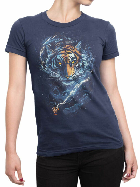 2486 Thunder Strike Tiger T-Shirt Front Woman