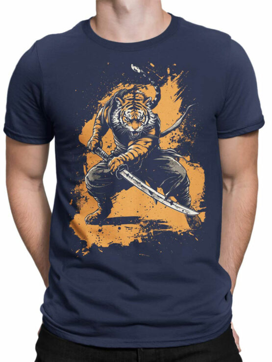 2487 Samurai Spirit Tiger T-Shirt Front Man