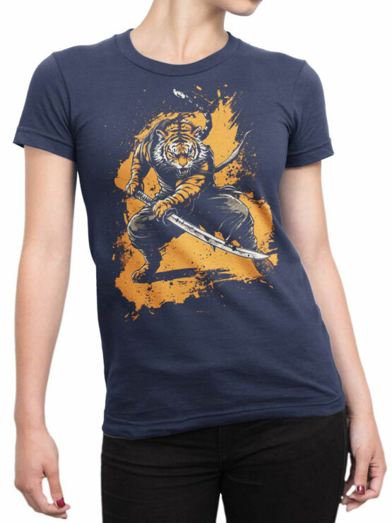 2487 Samurai Spirit Tiger T-Shirt Front Woman