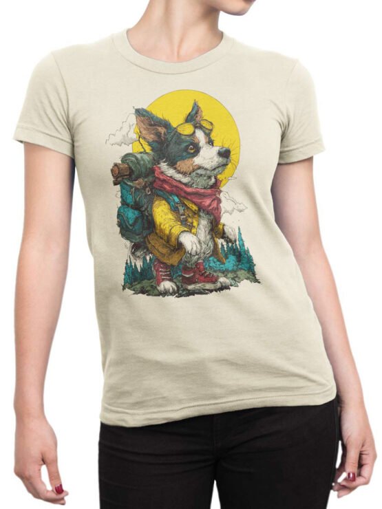 Female model in the Trail Sniffer T-Shirt, highlighting both the fit and playful explorer vibe